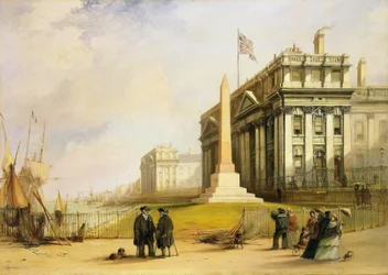De Bellot obelisk bij Greenwich Hospital, Londen, een gedenkteken ter nagedachtenis aan de Franse luitenant Joseph René Bellot