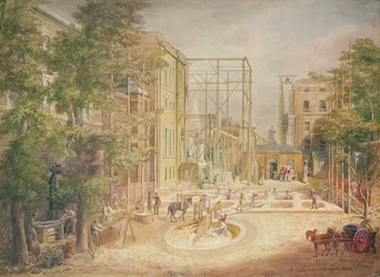Het leggen van de fundamenten van de Lycian Room, British Museum, 1845