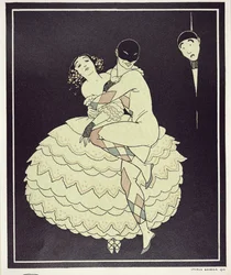 Tamara Karsavina (1885-1978) als Columbine en Vaslav Nijinsky (1890-1950) als Harlekijn in Fokine