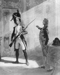 Flambeau en Klemens von Metternich, illustratie voor het toneelstuk "L