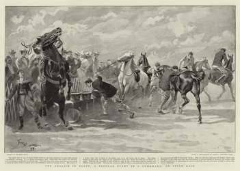 De Engelsen in Egypte, een populair evenement in een Gymkhana, een appelrace