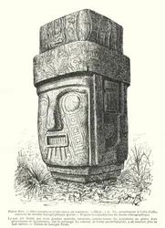 Kolossaal uitgehouwen porfier Inca-idool