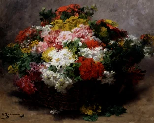 Veelkleurige asters. Schilderij van Georges Jeannin (1841-1925) Privécollectie.