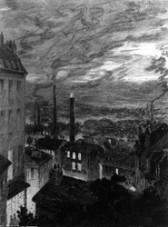 Zicht op Parijs illustratie van "Parijse schilderijen" door Charles Baudelaire