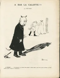 Illustratie van Georges Meunier (1869-1934) in Le Panache, royalistisch geïllustreerd tijdschrift, 20/01/04 - Royalisme, Religie Geloof - Combes Emile, Duivel - Animalisatie