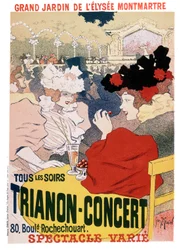 Poster voor de shows in Trianon concert in de tuin van Parijs cabaret Elysee Montmartre, ca. 1900