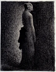 De zwarte knoop Potloodtekening door Georges Seurat (circa 1882)