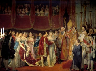 Religieus huwelijk van Napoleon I met Aartshertogin Marie Louise van Habsburg-Lotharingen, 2/04/1810 in de Salon carré du Louvre