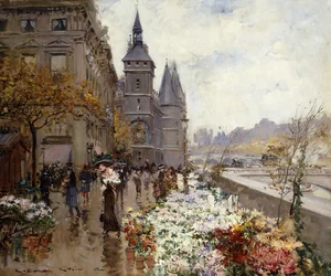 Een bloemenmarkt langs de Seine