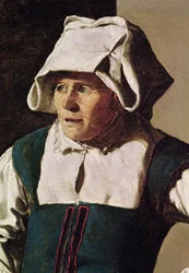 Oude vrouw, detail van het hoofd