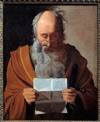 Sint Paulus. Portret van de apostel die een brief leest. Schilderij door Georges De La Tour (1593-1652)