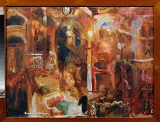 Café - Werk van Georgi Bogdanovich Yakulov (1884-1928), Russische kunst, 20e eeuw, futurisme