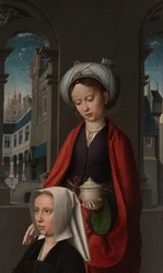 Detail van een exterieur paneel van de Doop van Christus, ca. 1502-08