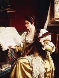 Dame met een Mandoline