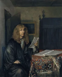 Portret van een Man die een Document Leest