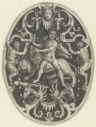 Vlakdecoratie: Hercules en de Nemeïsche leeuw