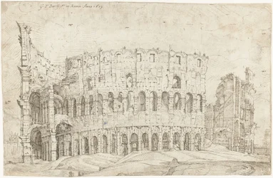 Exterieur van de ruïnes van het Colosseum, Rome