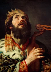 Nederlands: Harpspelende koning David Koning David speelt de harp