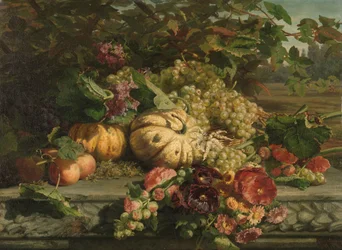 Stilleven met Bloemen en Fruit