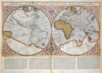 Dubbele Hemisfeer Wereldkaart, 1587