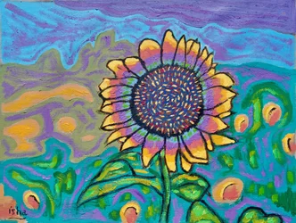 Vreugdevolle zonnebloem I, 2024 (olieverf op doek)