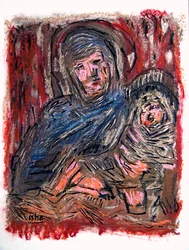 Madonna met kind naar Bellini, 2020 (tekening op papier)