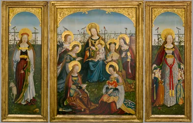 Drieluik van Maria en kind met heiligen