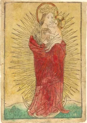 Madonna en Kind in een Glorie Staand op een Halve Maan