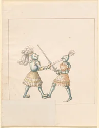 Freydal, Het Boek van Toernooien en Jousts van Keizer Maximiliaan I: Gevechten te Voet (Jousts)(Volume III): Plaat 158