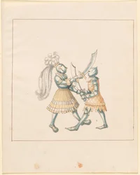 Freydal, Het Boek van Toernooien en Tournooien van Keizer Maximiliaan I: Gevechten te Voet (Toernooien)(Volume III): Plaat 153