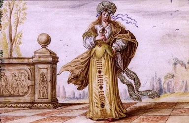 Een juweelachtige allegorische vrouw op een terras, c.1640