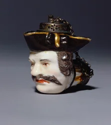 Een Meissen portret pijpenkop gemodelleerd als het hoofd van Schmiedel, ca. 1750