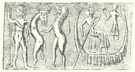 Een afbeelding van de Grote Zondvloed uit het Epos van Gilgamesj