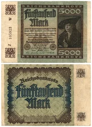 Een bankbiljet van vijfduizend mark, 1922