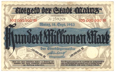Een bankbiljet van honderd miljoen mark, 1923