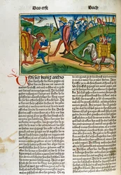 Een pagina uit de Bijbel van Neurenberg, Duitse editie, ...