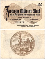 Een bankbiljet van twintig miljoen mark, 1923