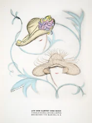 Advertentie voor hoeden van Conrad Sonja, uit Styl, pub.1922 (pochoirdruk)