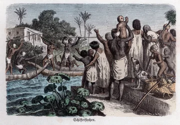 Oude geschiedenis. Egypte. Waterspelen ... (gravure)