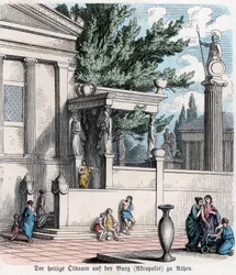 Oude geschiedenis. Griekenland. De heilige olijfboom op de Akropolis ... (gravure)