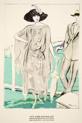 "Auf der Rennbahn", advertentie voor Racing Outfits van Gunther, uit Styl, pub.1922 (pochoirdruk)