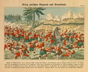 Slag bij de Modderrivier in de Boerenoorlog, 11 december 1899, pamflet uitgegeven door C. Burckhardt, Weissenburg, 1899