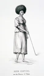 Cafusa vrouw uit de regio São Paulo, uit Atlas van een reis in Brazilië door Dr. Von Spix en Dr. von Martius