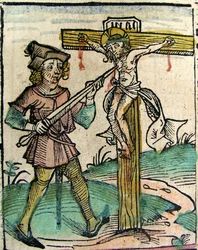 Christus Herkruisigd, gepubliceerd in de Neurenberg Kroniek, 1493