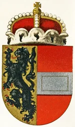 Wapen van Salzburg, met een prinsenhoed rustend op het schild, ca. 1898