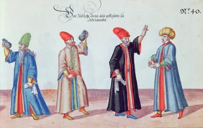 Vier Joodse dokters uit Adrianopel, Turkije, ca. 1600