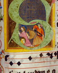 Geïllustreerde Initiaal S met de onthoofding van Johannes de Doper, uit het Graduale van Friedrich Zollner van Langenzenn, 1439-42