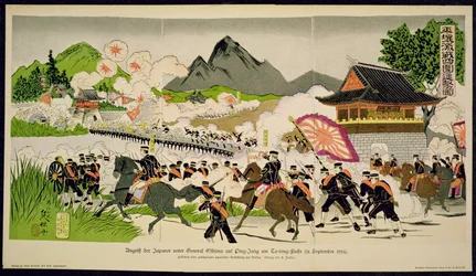 Japanse overwinning op de Chinezen bij Ping-Yang, Korea in september