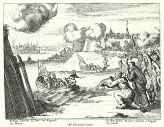 Koning James II van Engeland landt in Kinsale, Ierland