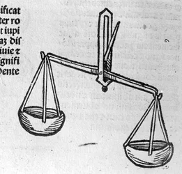De Weegschaal - in Verhandeling door Johannes Angeli De Magnisconnectionibue annorum revolutionibus ac eorum perfectionibus. Augsburg, Erhard Ratdolt